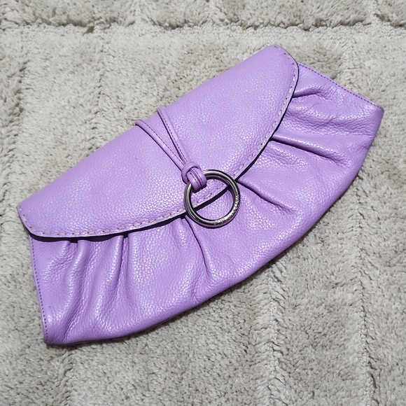 BCBG MaxAzria Lavender Leather Clutch Purse - Picture 1 of 7